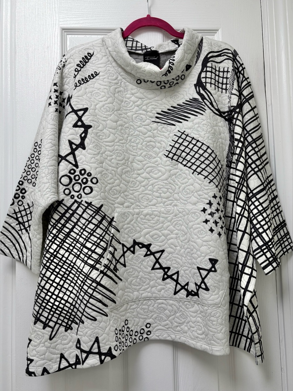 Inoah Quilted Funnel Neck Tunic Pullover